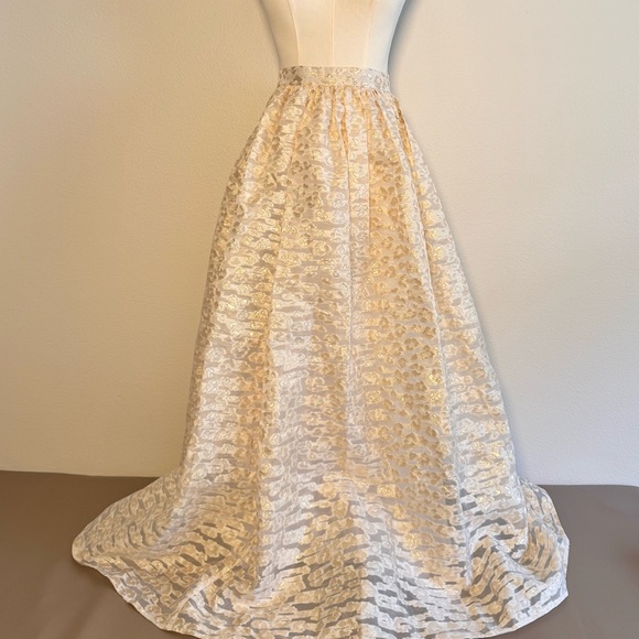 Anthropologie PANKAJ & NIDHI Burnout Shimmer Maxi Skirt Women’s Sz S Shimmer - Picture 6 of 11